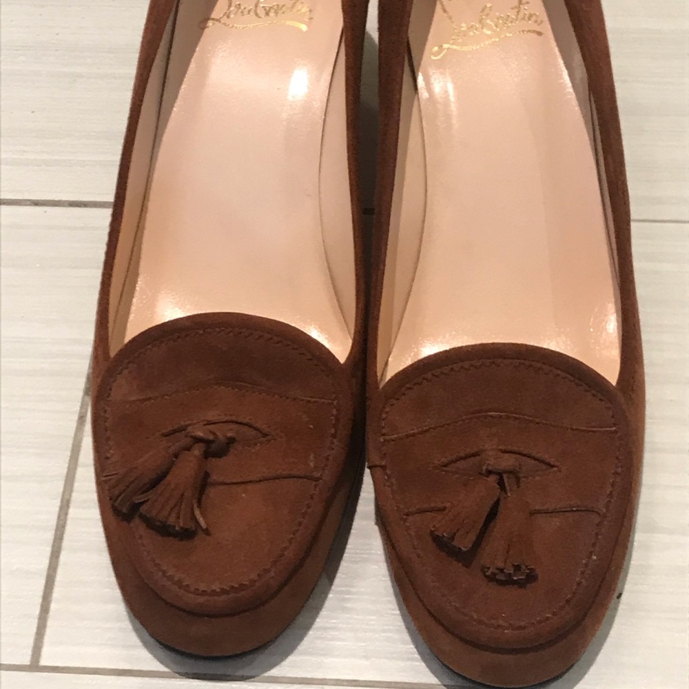 Barley worn Christian Louboutin suade kitten heels